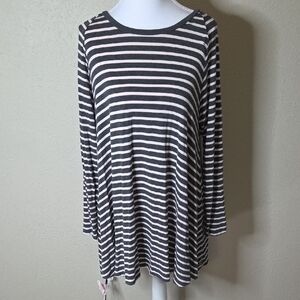 Matilda Jane Gray and Light Pink Striped Long Sleeve Dress Top